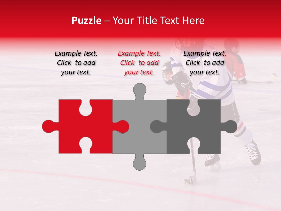 A Young Hockey Player Races With The Puck, Leaving Opponents On Their Knees PowerPoint Template