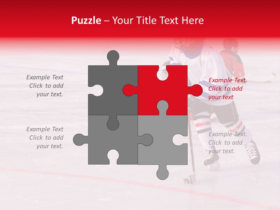 A Young Hockey Player Races With The Puck, Leaving Opponents On Their Knees PowerPoint Template
