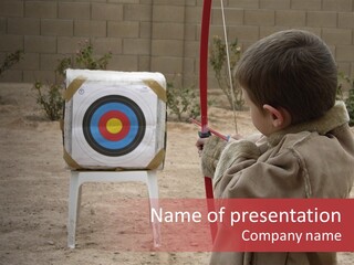Boy Shooting Arrow At Target PowerPoint Template