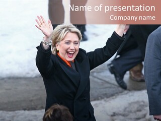 Presidential Candidate Hillary Clinton Waving To Supporters At A Democratic Rally In Spokane Washington PowerPoint Template