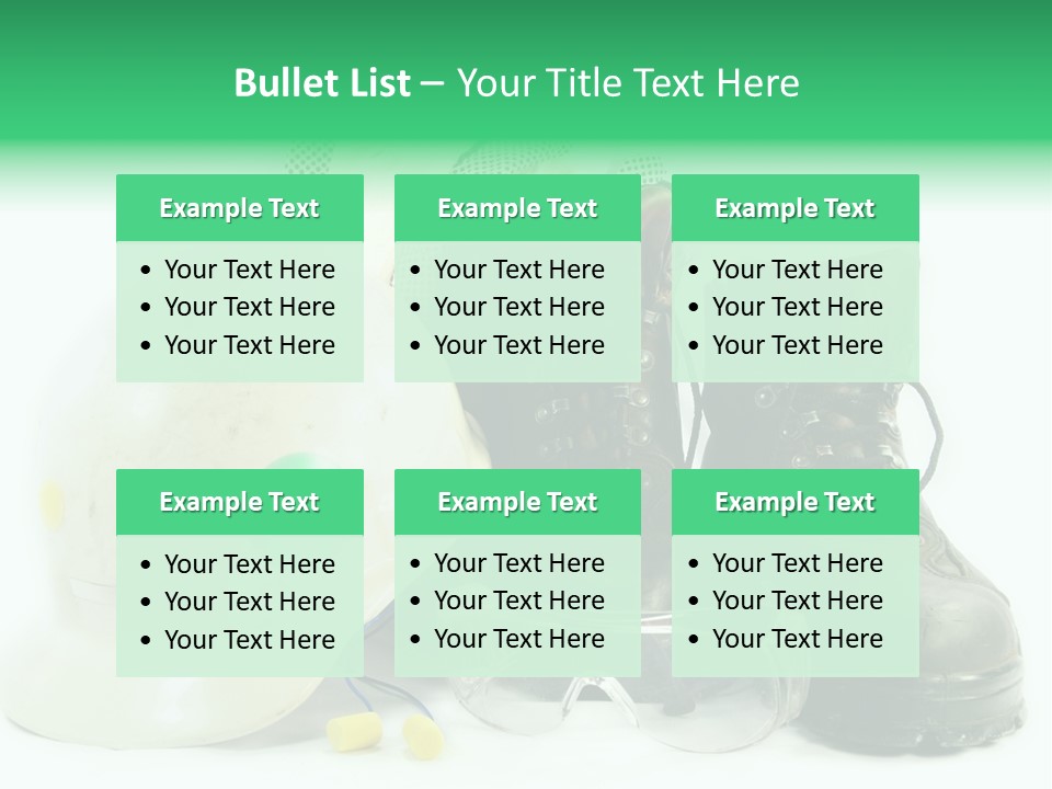 Personal Protection. Personal Safety Equipment Of Field Engineer Used In Heavy Duty Industrial Environment. PowerPoint Template