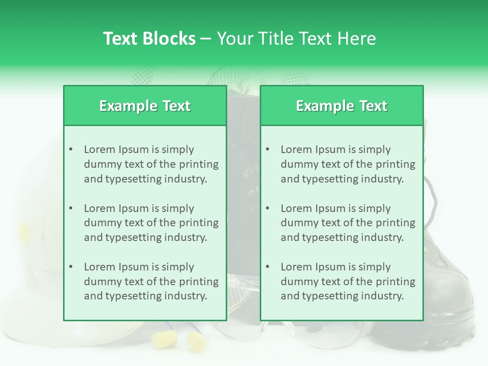 Personal Protection. Personal Safety Equipment Of Field Engineer Used In Heavy Duty Industrial Environment. PowerPoint Template