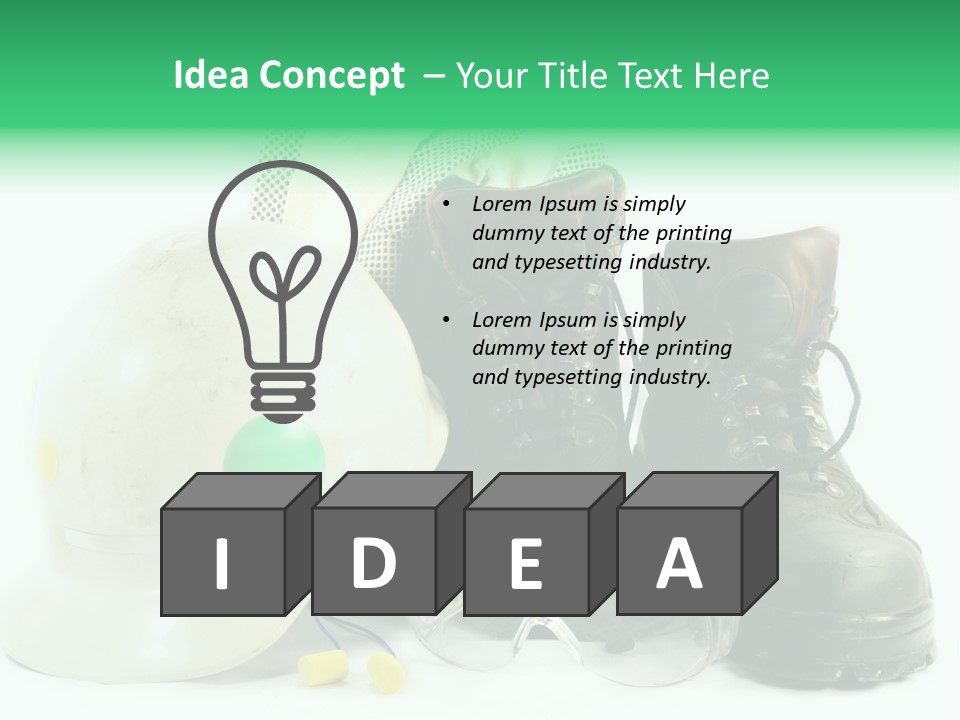 Personal Protection. Personal Safety Equipment Of Field Engineer Used In Heavy Duty Industrial Environment. PowerPoint Template