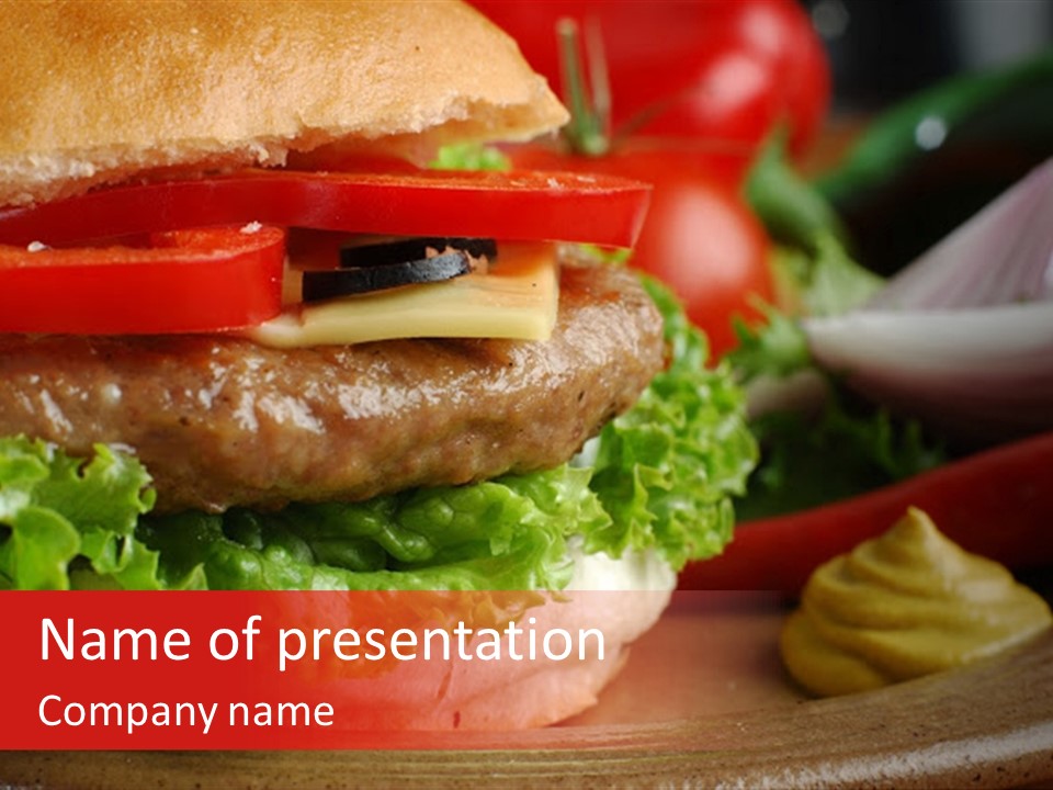 Closeup Picture Of A Hamburger PowerPoint Template