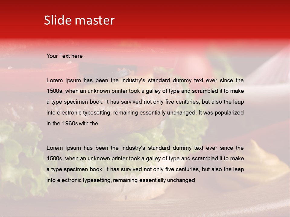 Closeup Picture Of A Hamburger PowerPoint Template