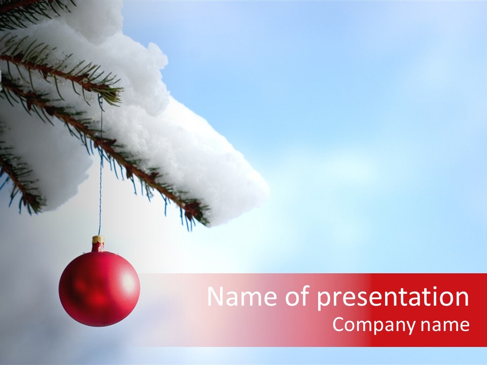 A Red Ornament Hanging From A Pine Tree PowerPoint Template