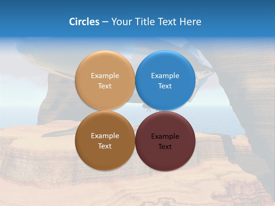 Zeppelin Flying Under Stone Arches PowerPoint Template