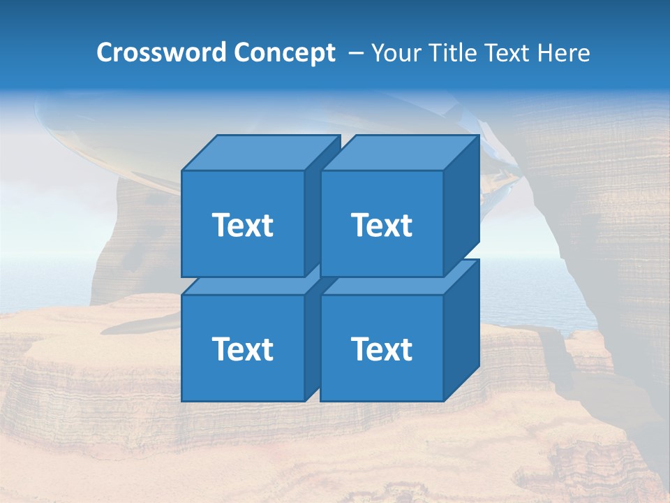 Zeppelin Flying Under Stone Arches PowerPoint Template