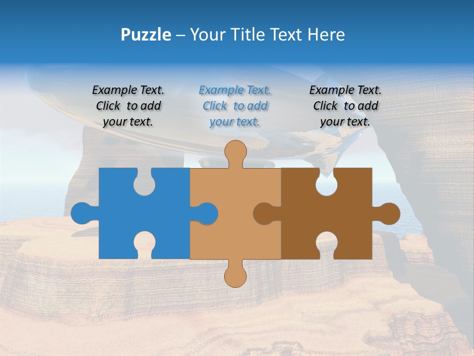 Zeppelin Flying Under Stone Arches PowerPoint Template