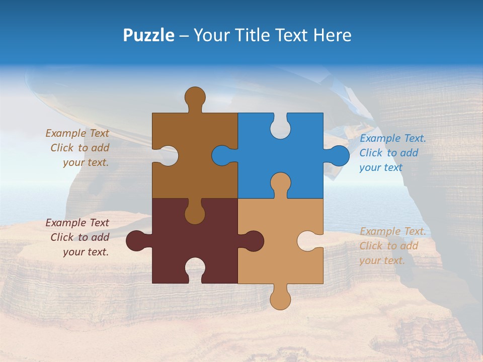 Zeppelin Flying Under Stone Arches PowerPoint Template