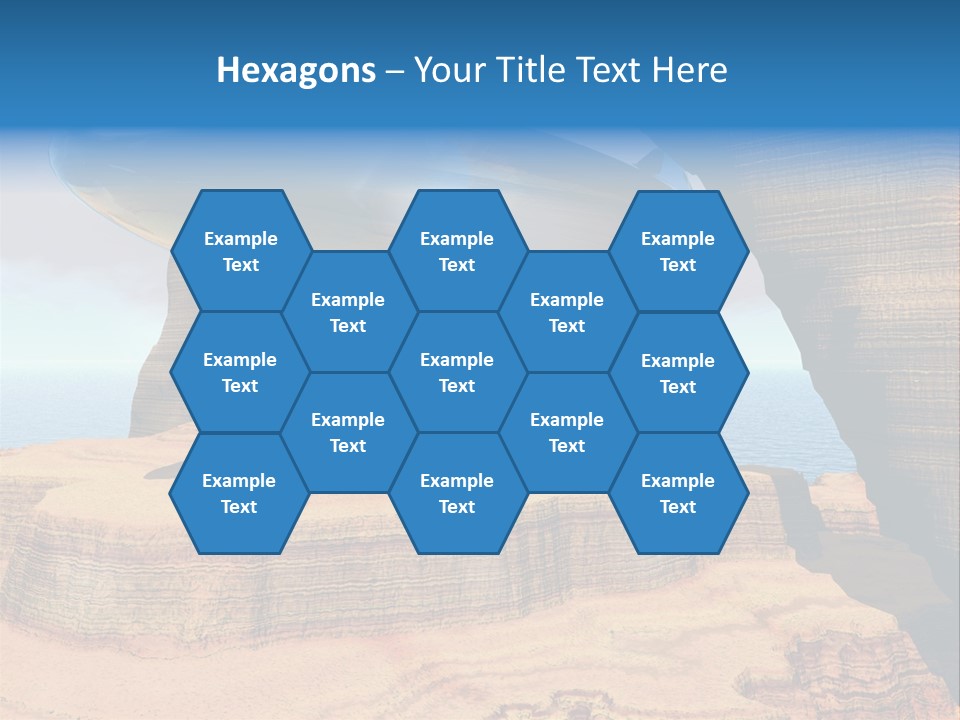 Zeppelin Flying Under Stone Arches PowerPoint Template