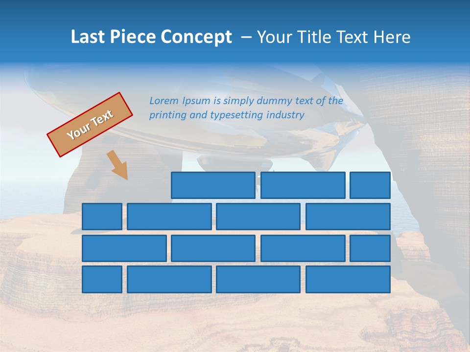 Zeppelin Flying Under Stone Arches PowerPoint Template