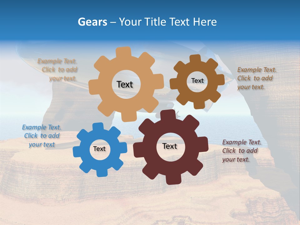 Zeppelin Flying Under Stone Arches PowerPoint Template