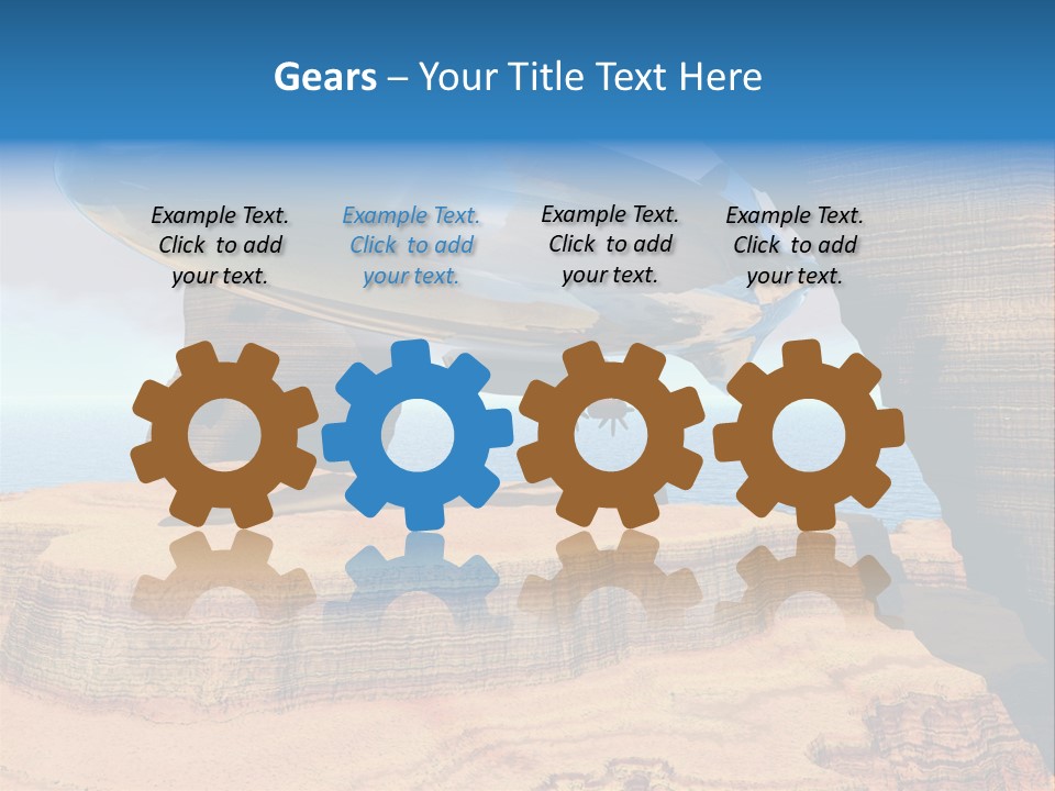 Zeppelin Flying Under Stone Arches PowerPoint Template