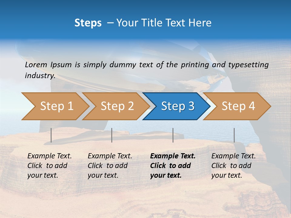 Zeppelin Flying Under Stone Arches PowerPoint Template