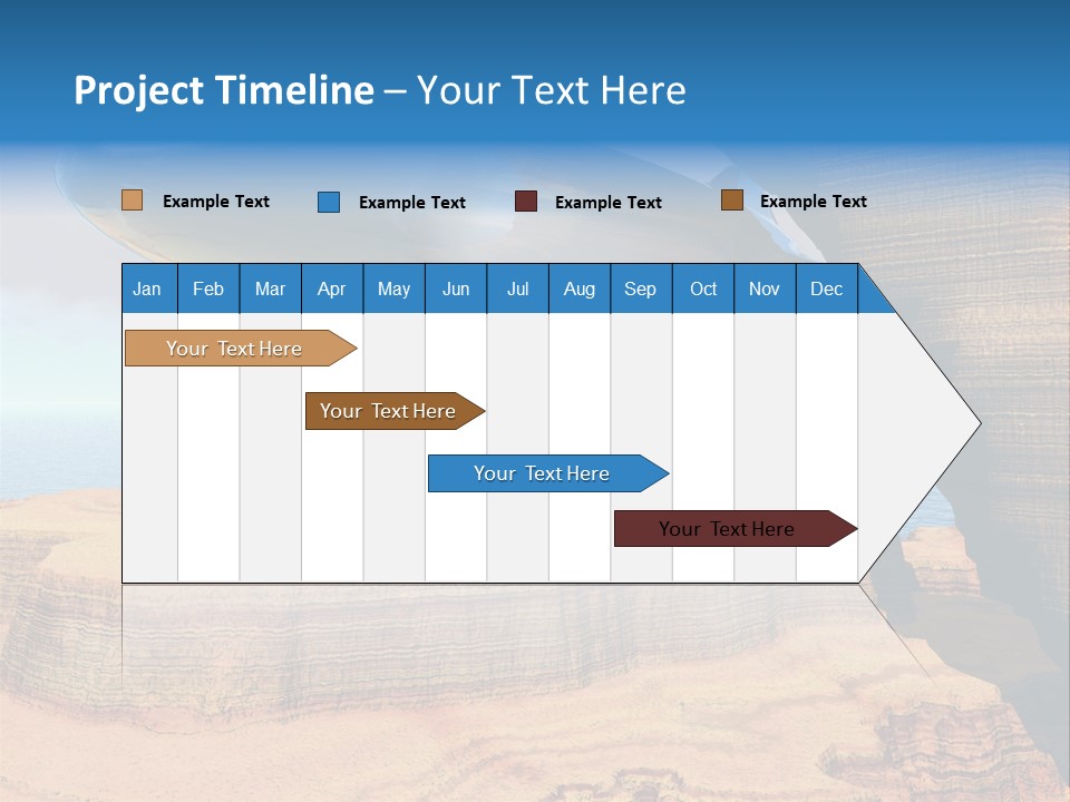 Zeppelin Flying Under Stone Arches PowerPoint Template