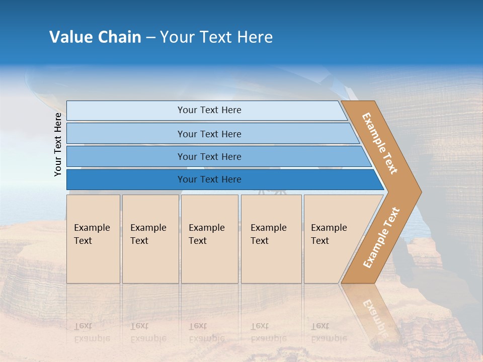 Zeppelin Flying Under Stone Arches PowerPoint Template