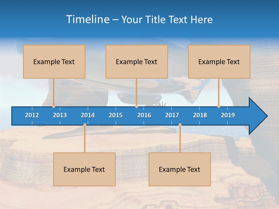 Zeppelin Flying Under Stone Arches PowerPoint Template