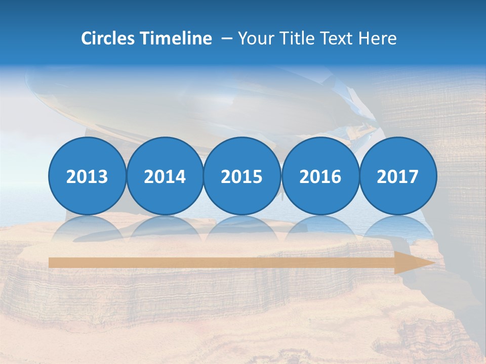 Zeppelin Flying Under Stone Arches PowerPoint Template