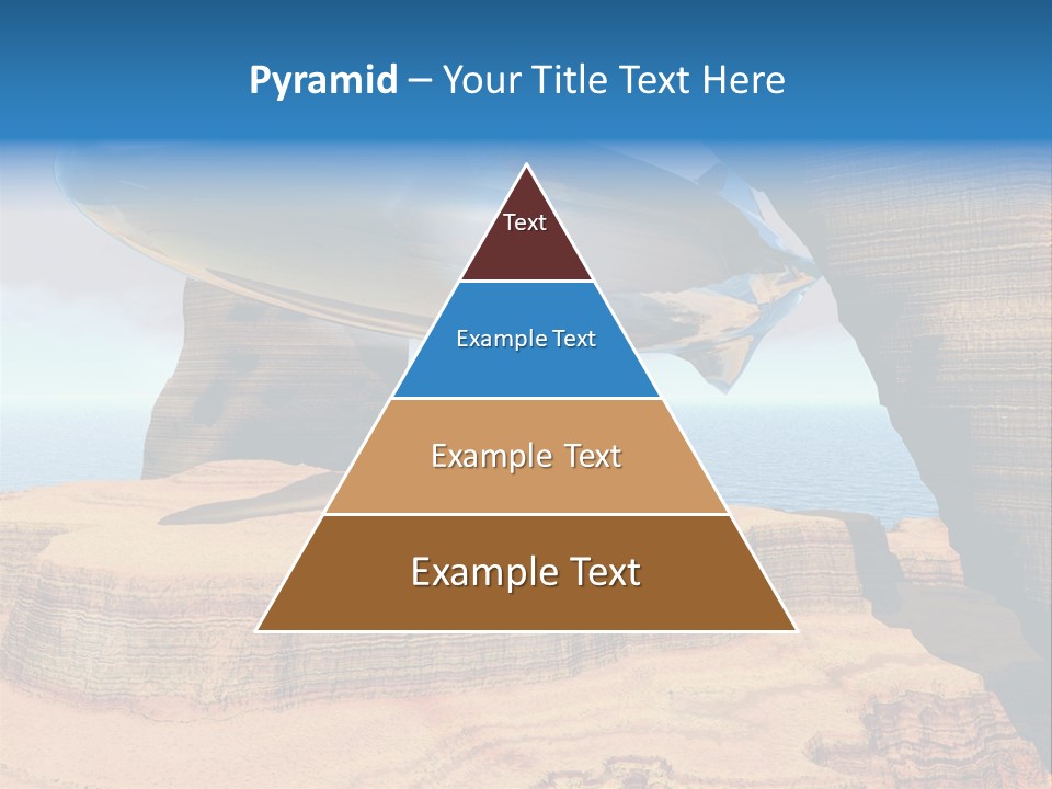 Zeppelin Flying Under Stone Arches PowerPoint Template