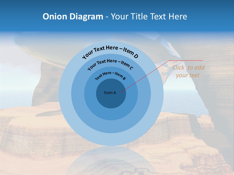 Zeppelin Flying Under Stone Arches PowerPoint Template