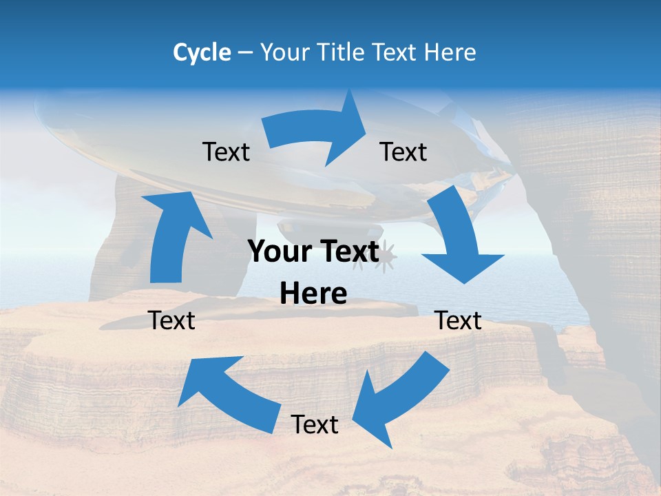 Zeppelin Flying Under Stone Arches PowerPoint Template