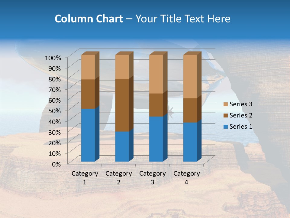 Zeppelin Flying Under Stone Arches PowerPoint Template