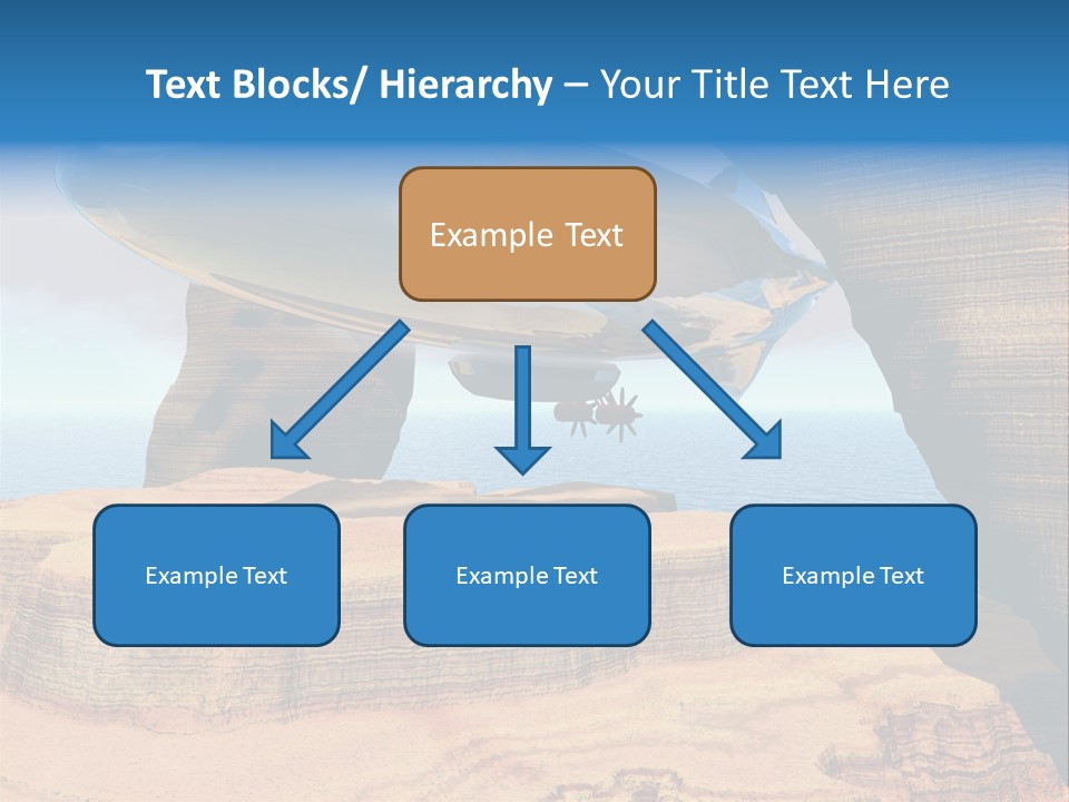 Zeppelin Flying Under Stone Arches PowerPoint Template