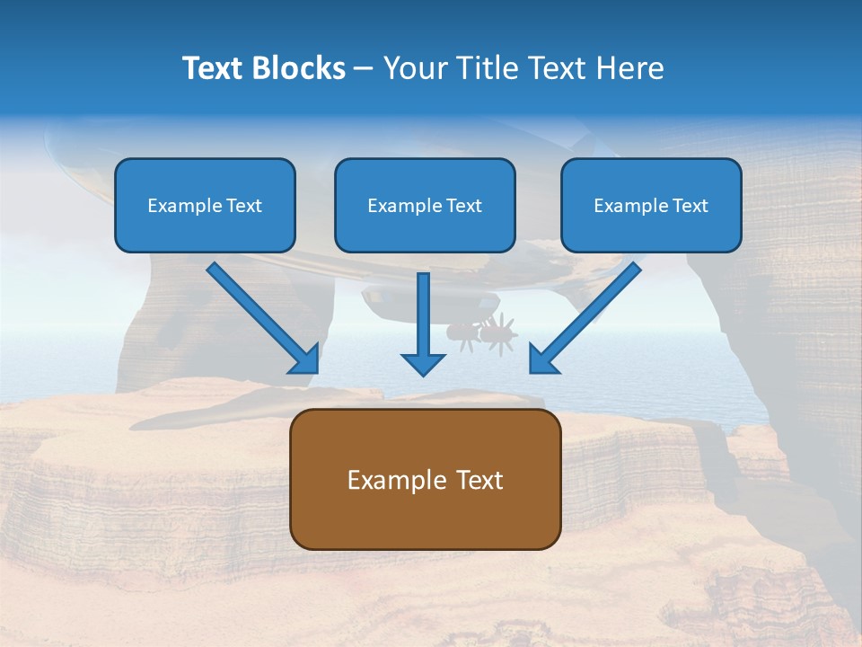 Zeppelin Flying Under Stone Arches PowerPoint Template