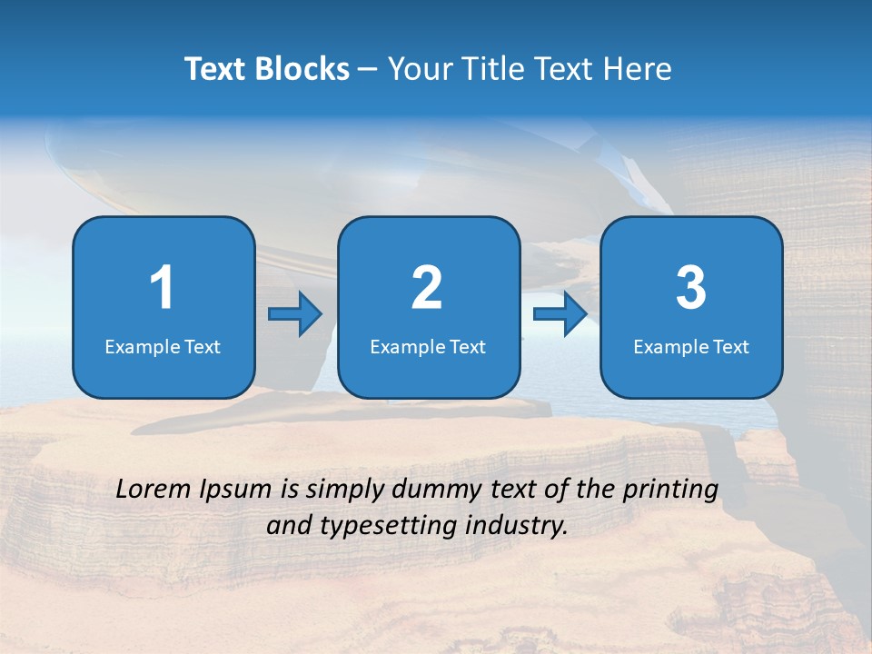 Zeppelin Flying Under Stone Arches PowerPoint Template