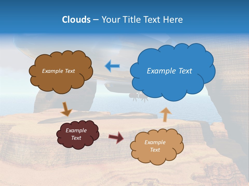 Zeppelin Flying Under Stone Arches PowerPoint Template