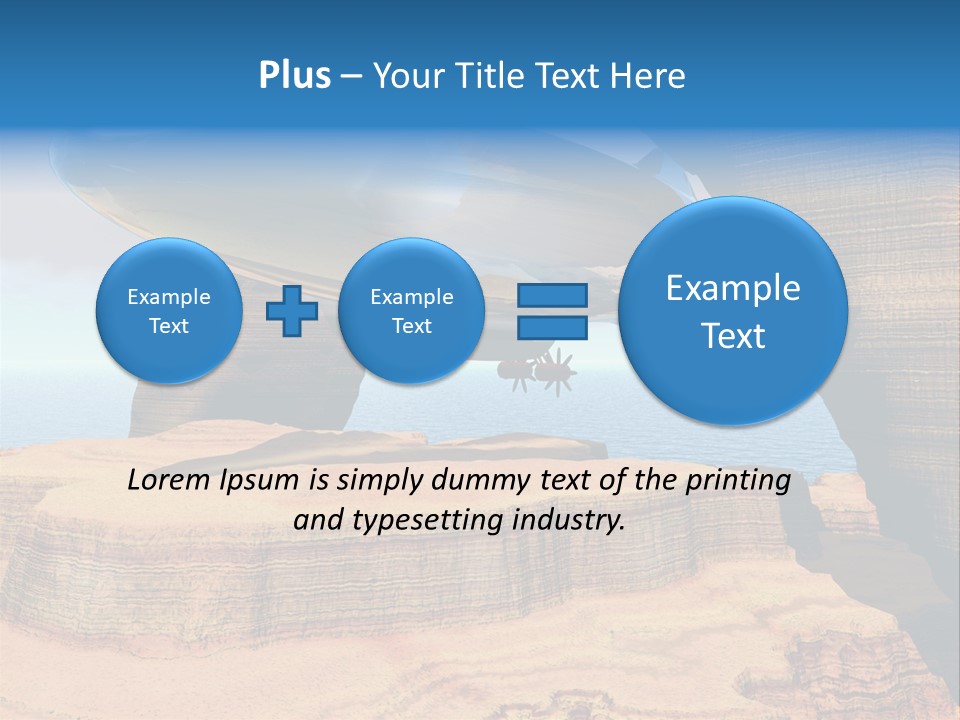 Zeppelin Flying Under Stone Arches PowerPoint Template