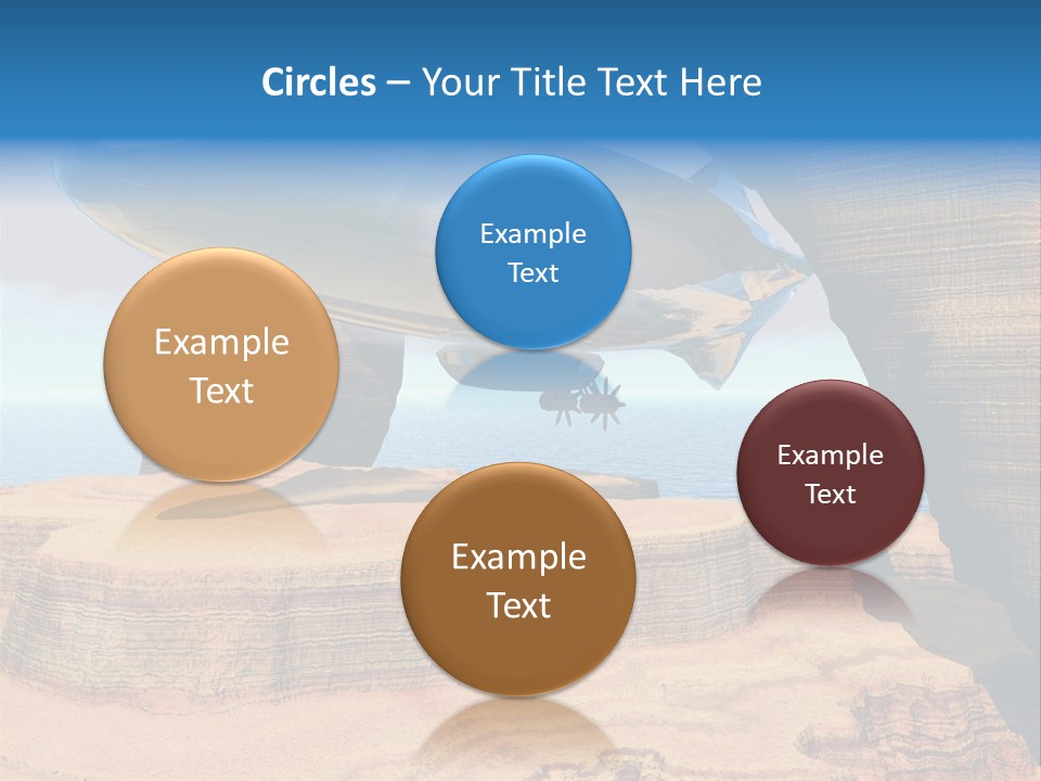 Zeppelin Flying Under Stone Arches PowerPoint Template