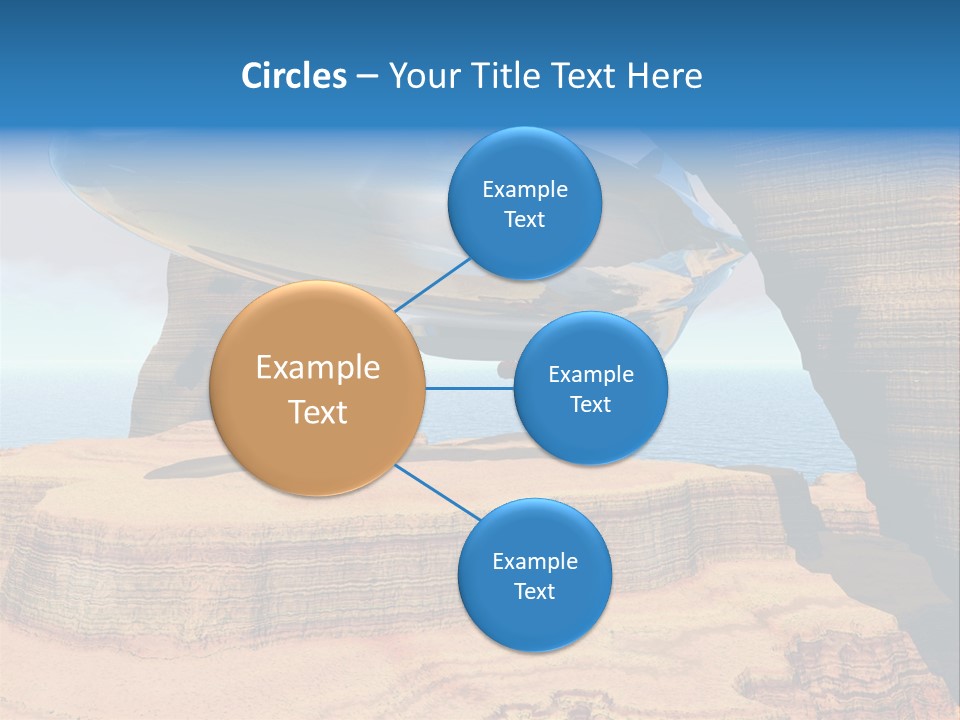 Zeppelin Flying Under Stone Arches PowerPoint Template