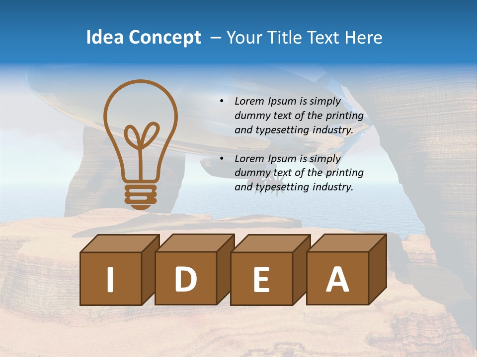 Zeppelin Flying Under Stone Arches PowerPoint Template