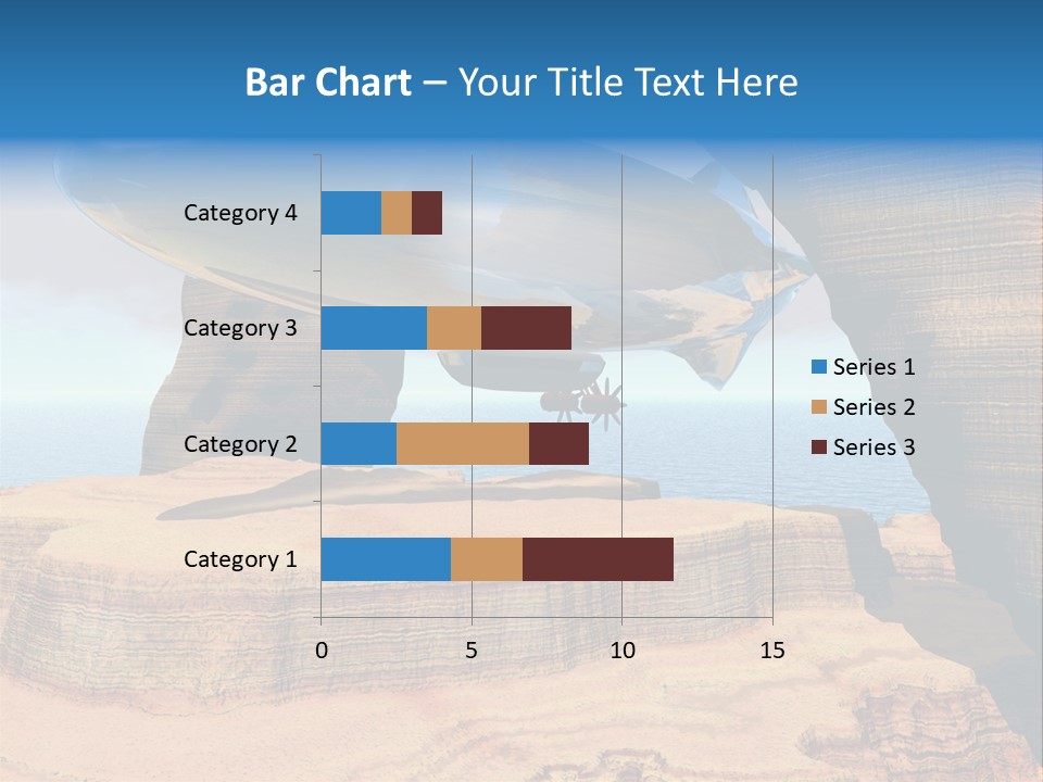 Zeppelin Flying Under Stone Arches PowerPoint Template