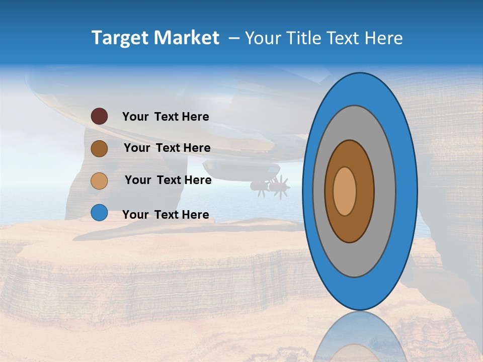 Zeppelin Flying Under Stone Arches PowerPoint Template