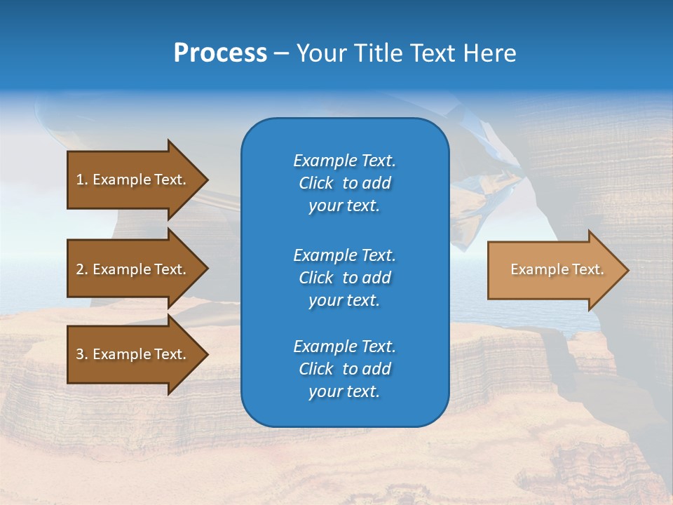 Zeppelin Flying Under Stone Arches PowerPoint Template