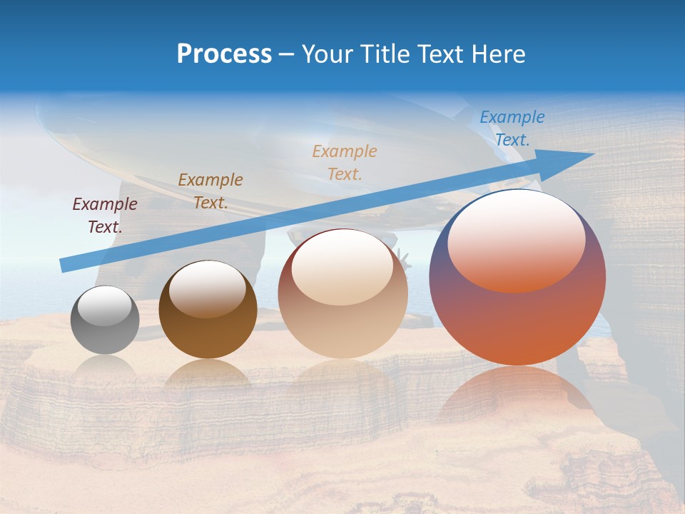 Zeppelin Flying Under Stone Arches PowerPoint Template