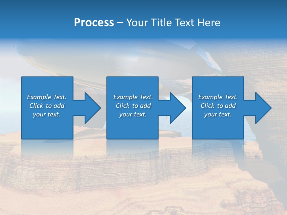 Zeppelin Flying Under Stone Arches PowerPoint Template