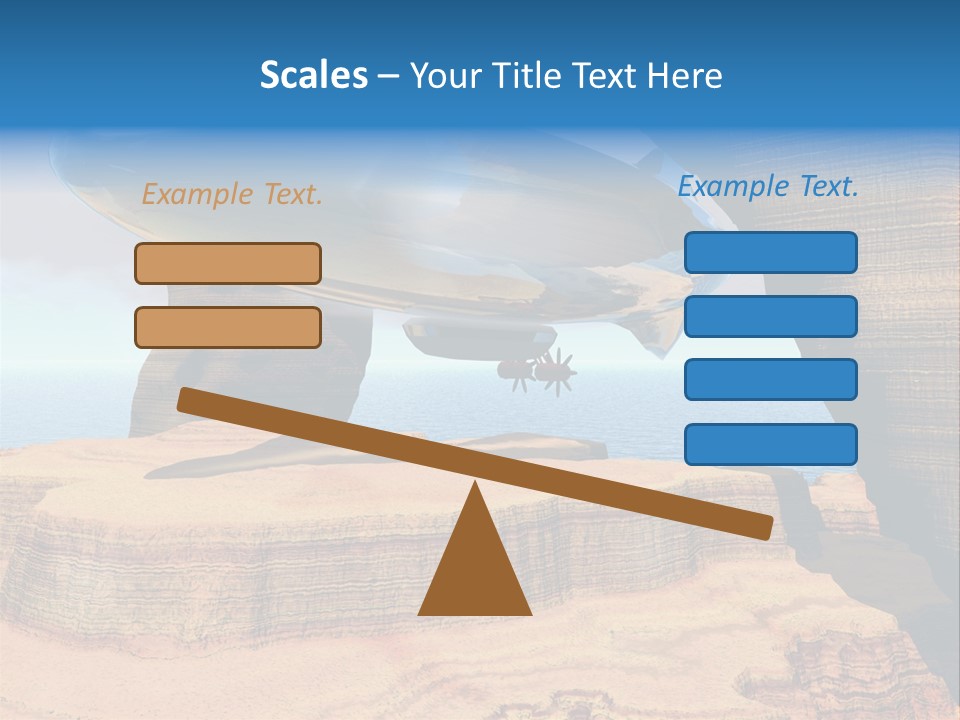 Zeppelin Flying Under Stone Arches PowerPoint Template