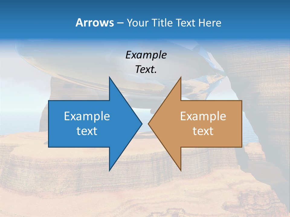 Zeppelin Flying Under Stone Arches PowerPoint Template