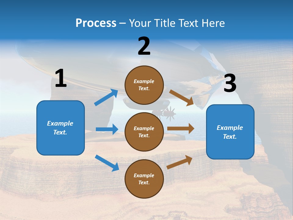 Zeppelin Flying Under Stone Arches PowerPoint Template