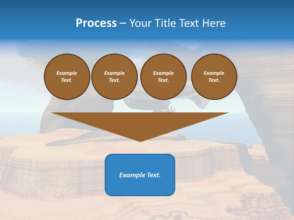 Zeppelin Flying Under Stone Arches PowerPoint Template