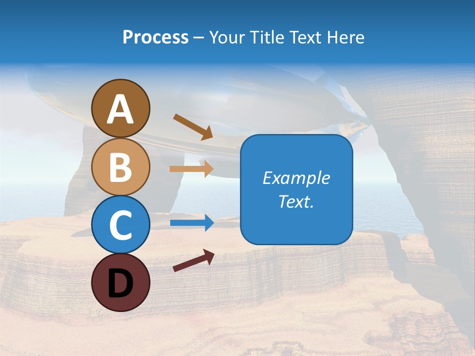 Zeppelin Flying Under Stone Arches PowerPoint Template