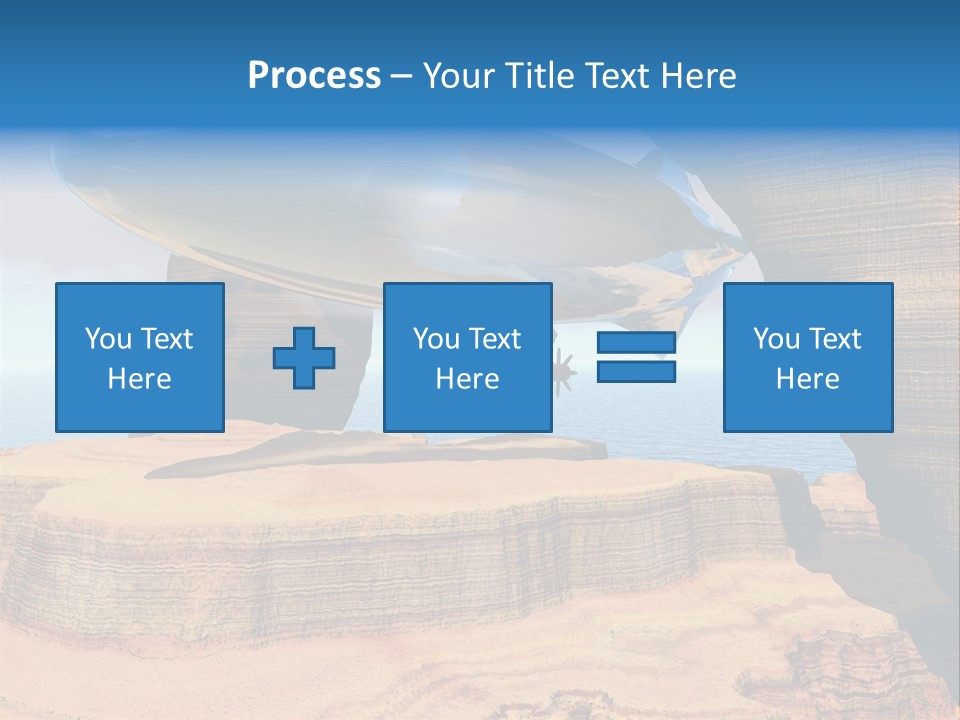 Zeppelin Flying Under Stone Arches PowerPoint Template