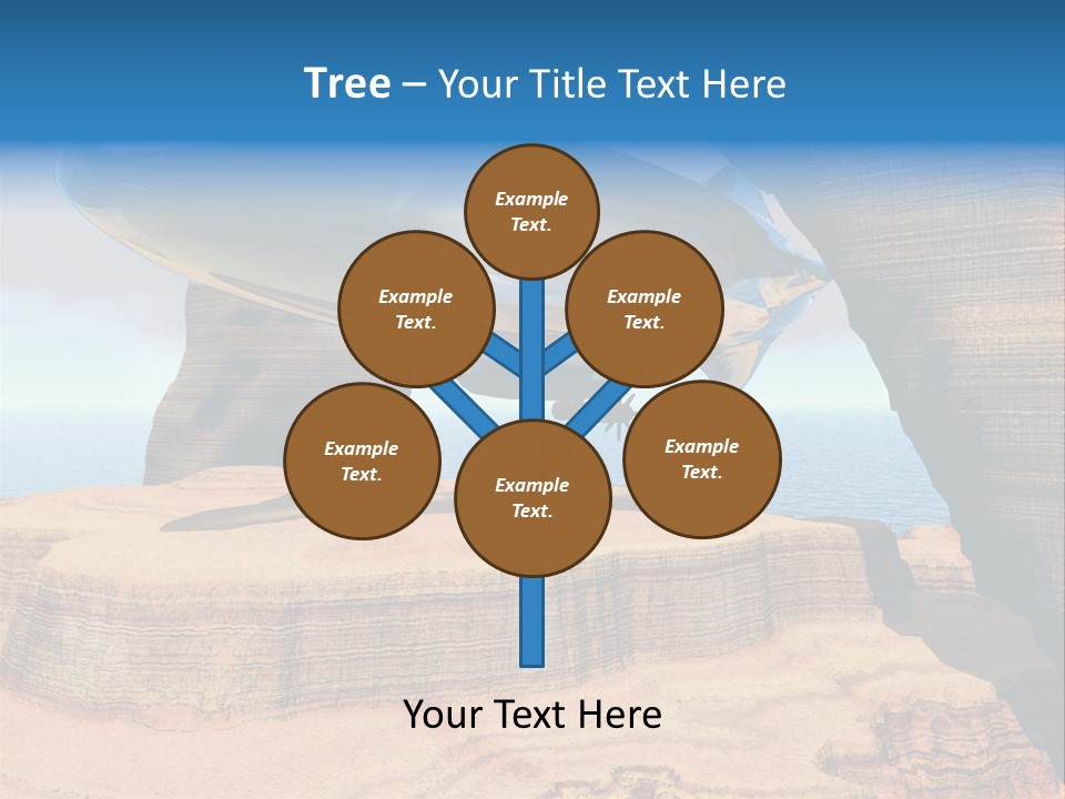 Zeppelin Flying Under Stone Arches PowerPoint Template