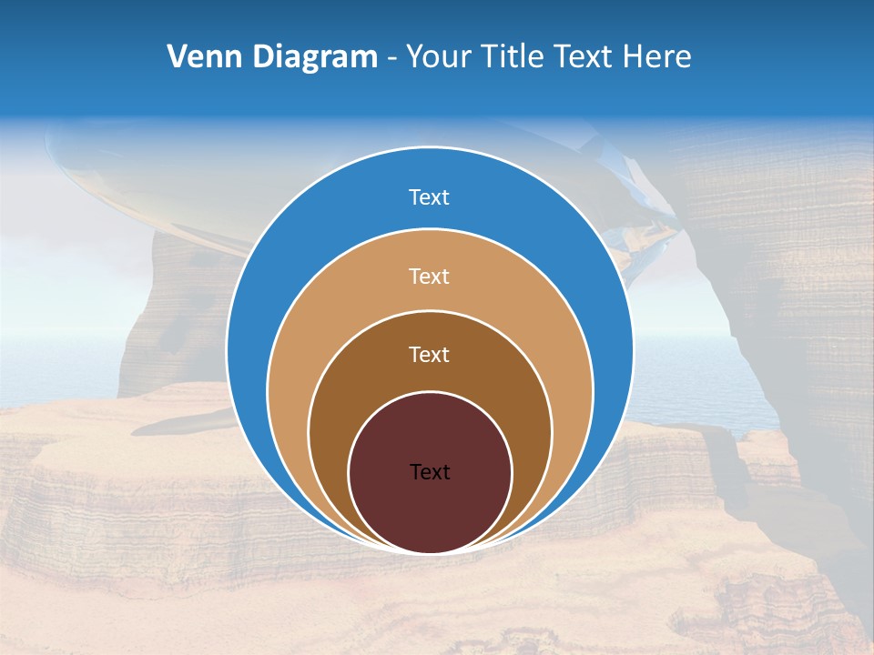 Zeppelin Flying Under Stone Arches PowerPoint Template