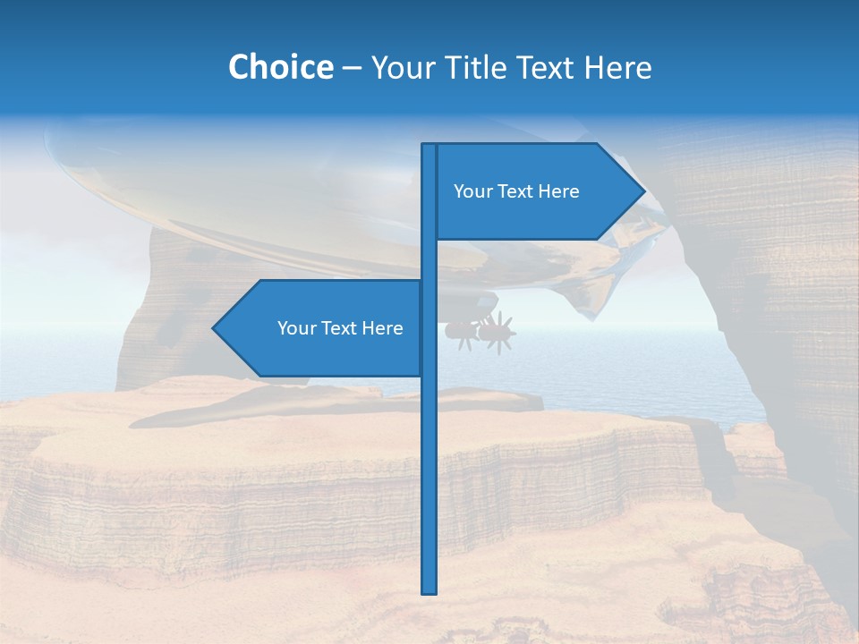 Zeppelin Flying Under Stone Arches PowerPoint Template