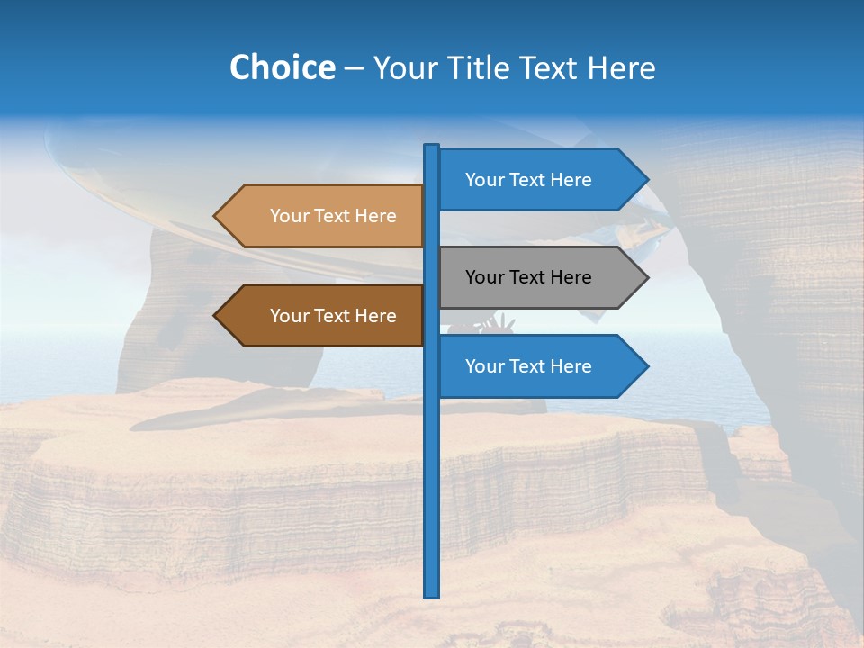 Zeppelin Flying Under Stone Arches PowerPoint Template